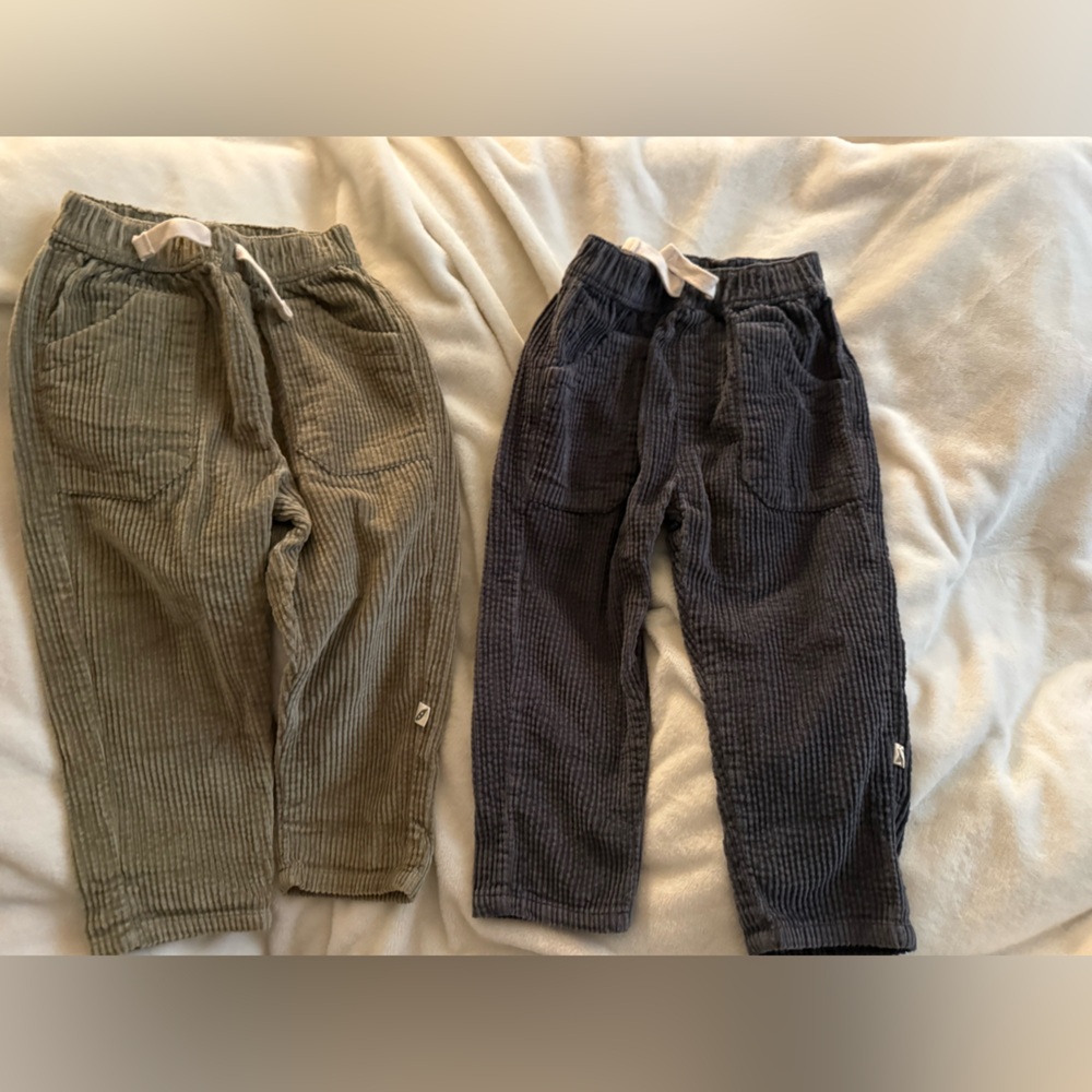 Corduroy Pants Set in Olive and Navy